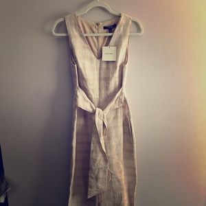 Ellen Tracy Plaid Linen Jumpsuit